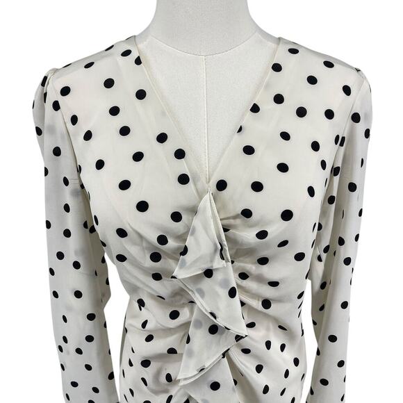 Intermix Polka Dot Silk Ruffle Blouse Size 4 - Picture 2 of 9
